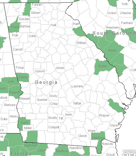 The Georgia range of Arisaema dracontium